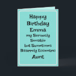 Tante Funny Birthday Card Karte<br><div class="desc">Eine lustige humorvolle Karte für eine Tante,  Schwester oder Freundin. Behalt,  Entfernen oder Ändern der Meldung innerhalb der Karte.</div>