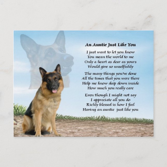 Tante Gedicht - Deutscher Schäferhund Postkarte (Vorderseite)