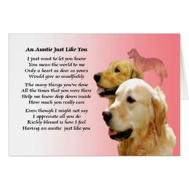 Tante Gedicht - Goldenes Retriever Design (Vorderseite (Horizontal))