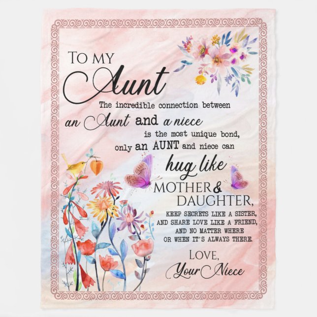 Tante Geschenke| Brief an meine Tante-Liebe aus Gr Fleecedecke (Vorderseite)