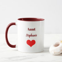 Tante Geschenke Individuelle Name Burgundy Red Hea