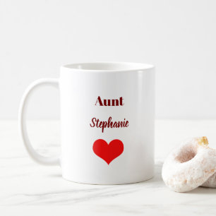 Tante Geschenke Monogram Name Burgundy Red Heart B Kaffeetasse