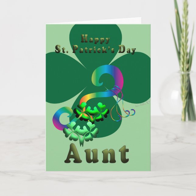 Tante Glück Klee Kleeblatt Klee Klee St. Patrick's Dankeskarte (Vorderseite)