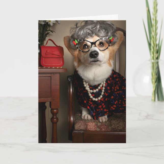 Tante Gussy corgi Get Well card Karte (Vorderseite)