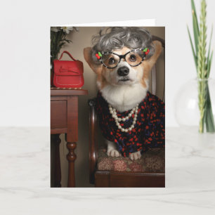 Tante Gussy corgi Get Well card Karte