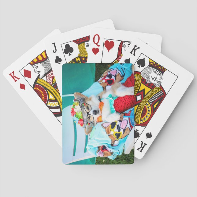 Tante Gussy Corgi spielt Karten Spielkarten (Rückseite)
