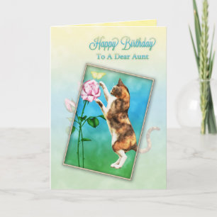 Tante, Happy Birthday mit einer spielerischen Katz Karte