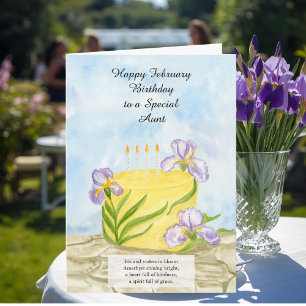 Tante Happy February Iris Geburtstagskuchen Karte