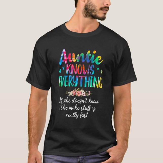 Tante kennt alles, was die Gefärbte Krawatte für F T-Shirt (Vorderseite)