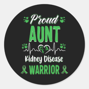 Tante Kidney Disease Warrior Awareness Ribbon Gree Runder Aufkleber