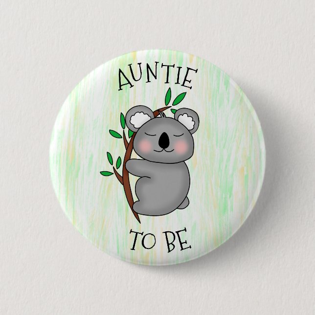 Tante | Koala thematied Baby Dusche Button (Vorderseite)