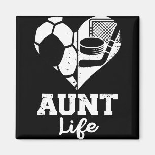 Tante Leben Fußball Hockey Herz Split Sportspiel D Magnet