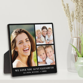 Tante Liebe Sie 3 Foto Collage Black Fotoplatte