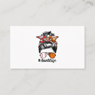 Tante Life Baseball Basketball Tante Messy Bun Visitenkarte