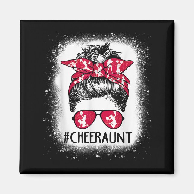 Tante Life Messy Bun Cheerleader Bleached Mütter D Magnet (Vorne)