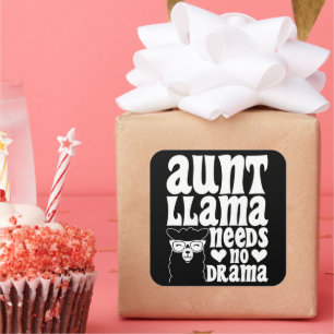 Tante Llama braucht keine Drama Tante Geburtstag F Quadratischer Aufkleber