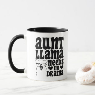 Tante Llama braucht keine Drama-Tante Typografie M Tasse