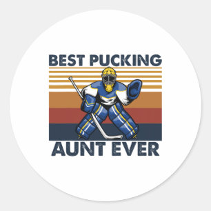 Tante mit dem besten Puckwurf aller Zeiten Lustige Runder Aufkleber