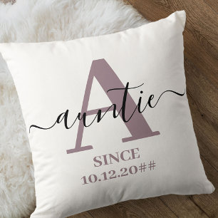 Tante Monogram Elegantes Skriptpt Mauve Kissen