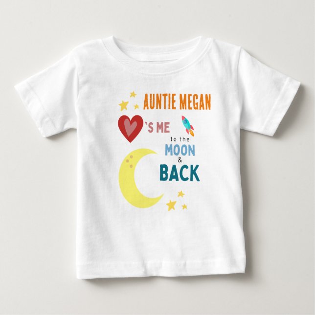 Tante "Name" Liebe mich zum Mond und zurück Baby T-shirt (Vorderseite)
