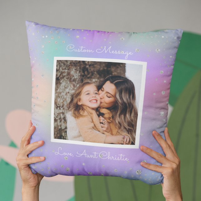 Tante Niece Custom Foto Lila Kissen (Aunt Niece Custom Photo Purple Throw Pillow
)