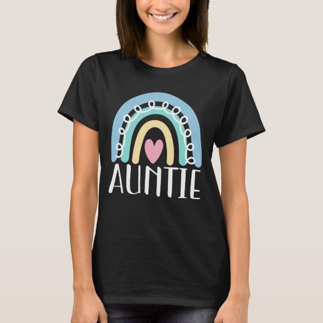 Tante Niedlich Tante Familie Matching Regenbogen T-Shirt (Vorderseite)