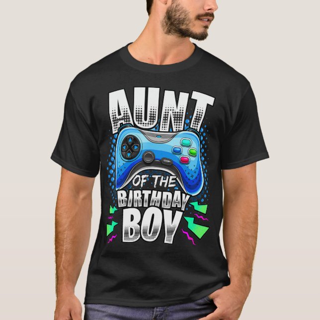 Tante of the Birthday Boy Matching Video Game Birt T-Shirt (Vorderseite)