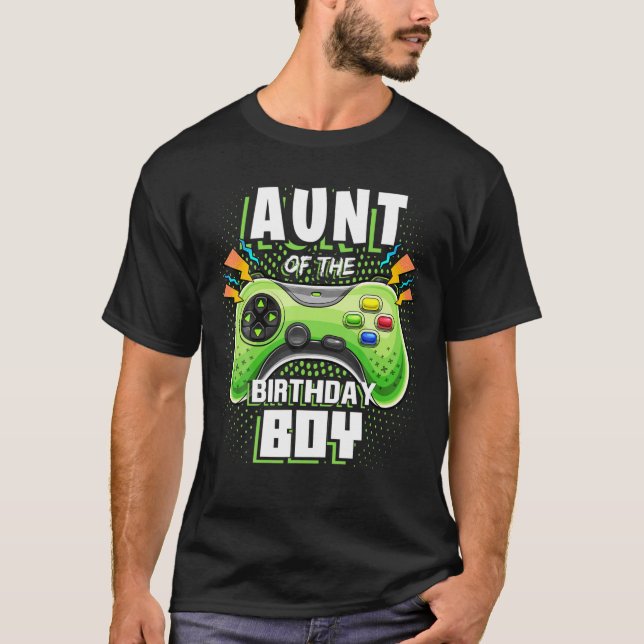 Tante of the Birthday Boy Matching Video Gamer Bir T-Shirt (Vorderseite)