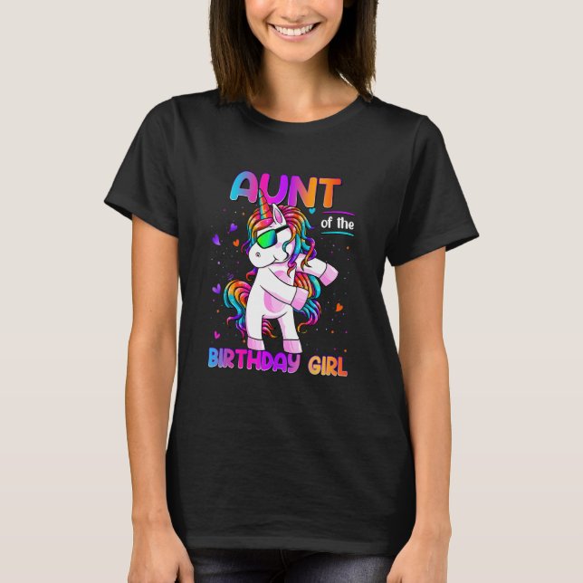 Tante of the Birthday Girl Dabbing Unicorn Party 1 T-Shirt (Vorderseite)