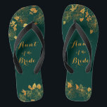 Tante of the Bride Emerald Green & Gold Wedding Flip Flops<br><div class="desc">Diese wunderschöne Tante der Braut-Smaragdgrün und goldblättrige Flip-Flops mit goldenem Blattmuster und moderner Typografie auf zeitlosem dunkelgrünen Hintergrund. Es ist ein schönes Geschenk für Ihr Brautparty. Anzeigen der Auflistung auf dieser Seite, um passende Elemente zu finden. Staffel es mit deinen Informationen anpassen. Wenn Sie gewollt haben, um den Stil, die...</div>