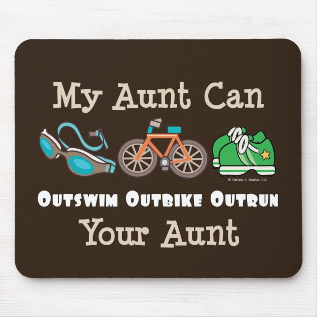 Tante Outswim Outbike Outrun Triathlon Mousepad (Vorne)