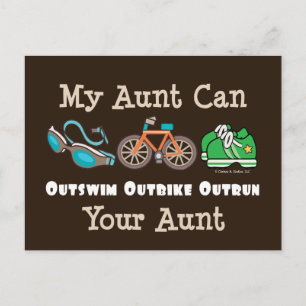 Tante Outswim Outbike Outrun Triathlon Postkarte