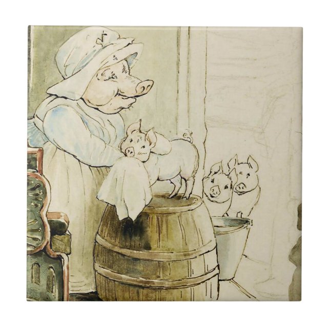 Tante Pettitos und drei Ferkel von Beatrix Potter Fliese (Vorderseite)