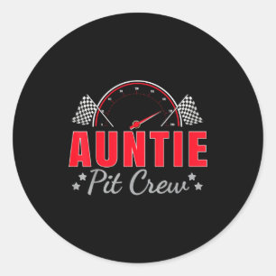 Tante Pit Crew Rennwagen Fahrer Geburtstagsfeier R Runder Aufkleber