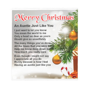 Tante Poem - Weihnachtsdesign Notizblock