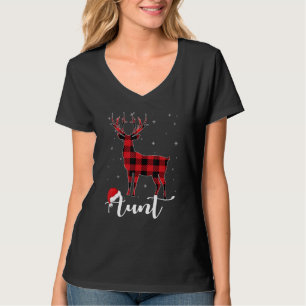 Tante Rentier Büffel Rot Kariert Weihnachten Pyjam T-Shirt