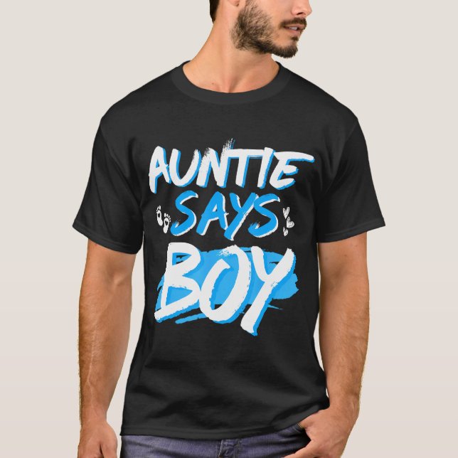 Tante sagt Boy Gender Reveal Baby Showroom Party M T-Shirt (Vorderseite)