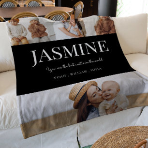 Tante schwarzweiß-moderne Typografie 4 Foto Fleecedecke