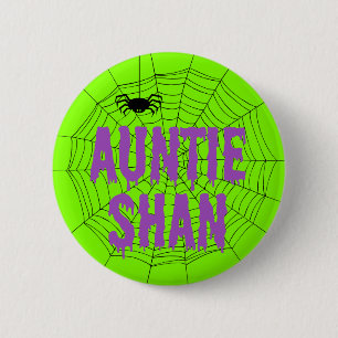 Tante Shan Green Dripping Schriftart Spider Web-Ta Button