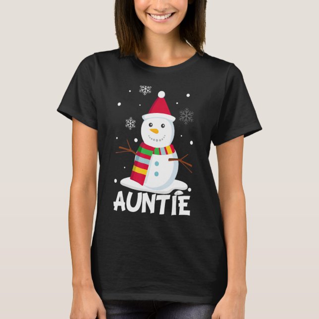 Tante Snowman Weihnachts-Weihnachtsliegefamilie T-Shirt (Vorderseite)