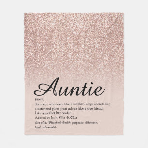 Tante Tante Definition Script Rose Gold Glitzer Fleecedecke