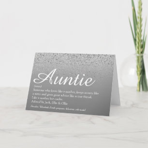 Tante-Tante-Definitions-Script Silber - Weltbeste Karte
