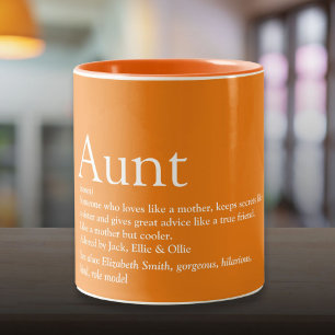 Tante Tante Fun Definition Zitat Orange aller Zeit Zweifarbige Tasse