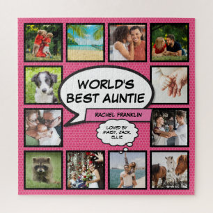 Tante Tante Lustige rosa Fotocollage Comic Buch  Puzzle
