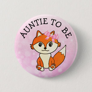 Tante to be Forest Animals Fox Baby Dusche Button