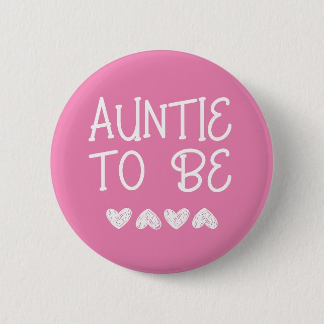 Tante to be pink Hearts Baby Shooting Button (Vorderseite)