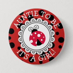 "Tante to be" Red Ladybug Babydusche Button