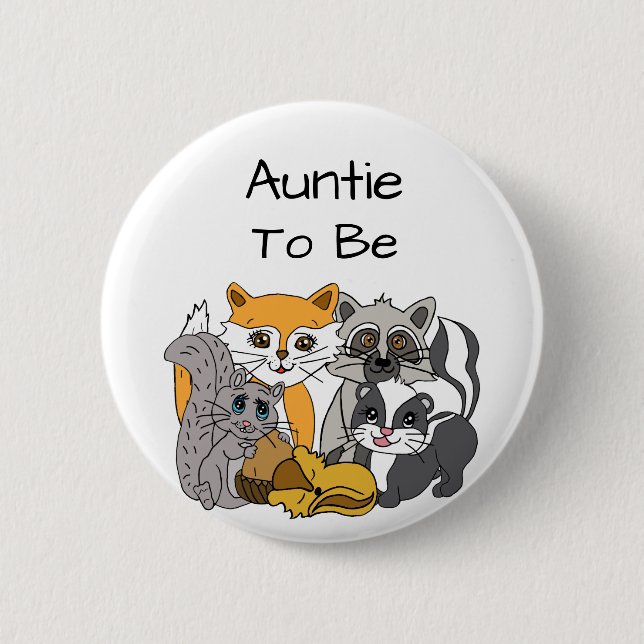 Tante to be Woodland Forest Animals Baby Showroom  Button (Vorderseite)
