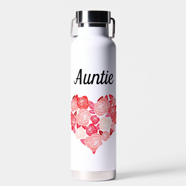 Tante trinken Tumbler mit Blumenherz Trinkflasche (Vorne)