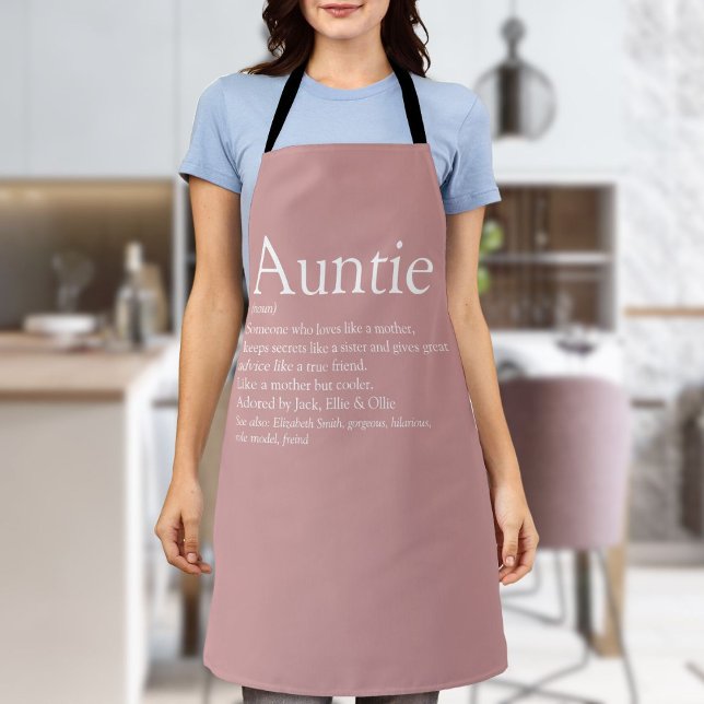 Tante Tuntie Definition Moderne Dusty Rose Rosa Schürze (Aunt Auntie Definition Modern Dusty Rose Pink Apron)